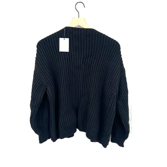 NEW code x Mode black ribbed open front cardigan sweater oversized crop cozy M - Picture 10 of 11